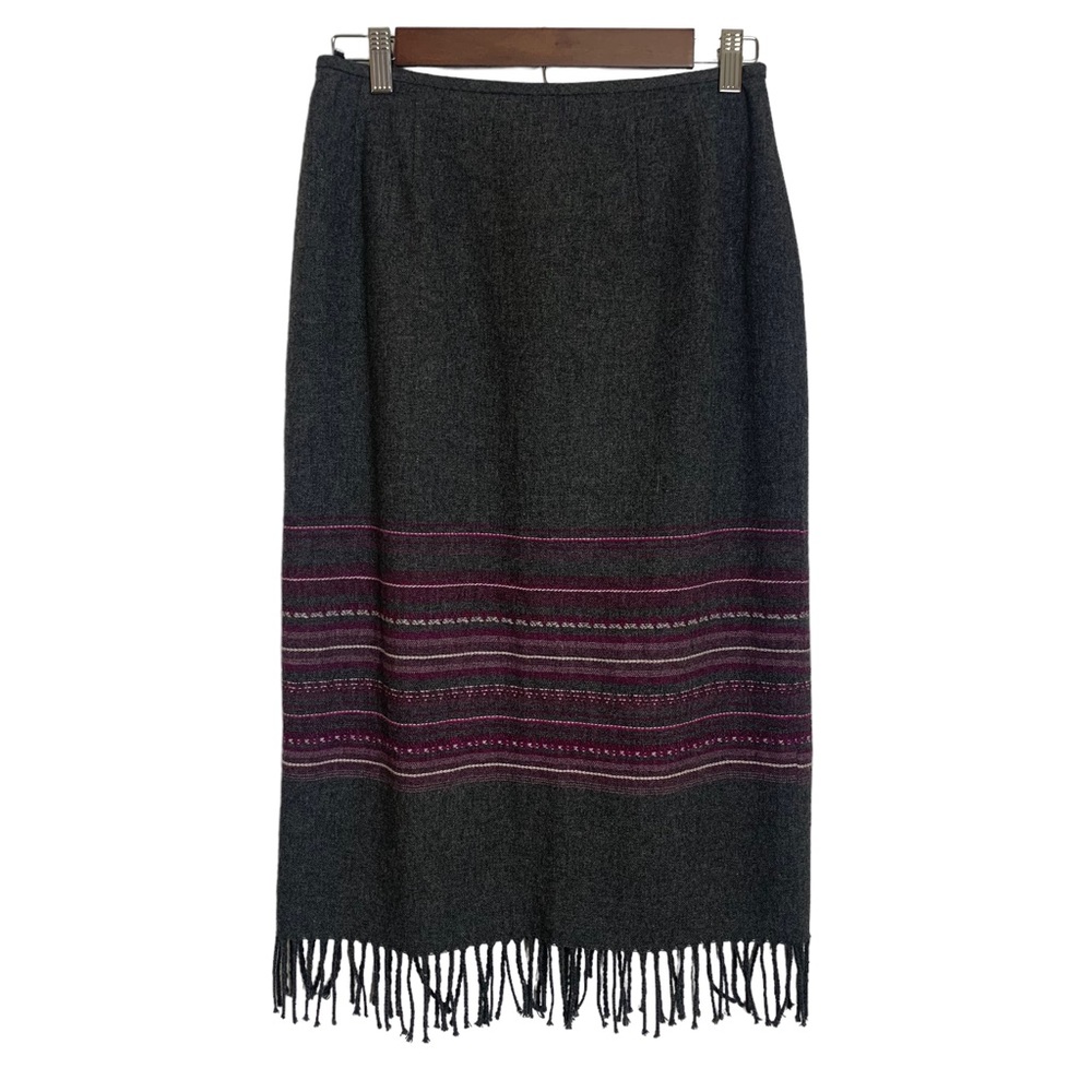 Kasper and Co Women’s Wool Blend Midi Skirt w/Fringe Sz 4